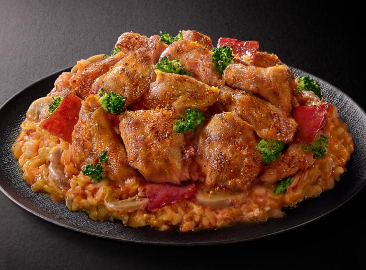 紅醬炙燒嫩雞腿燉飯