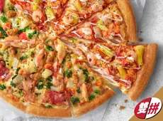 雙拼比薩-熱帶鳳梨海鮮總匯+四小福